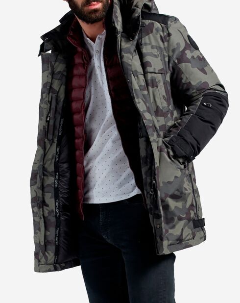Parka Powel imprimé camouflage kaki