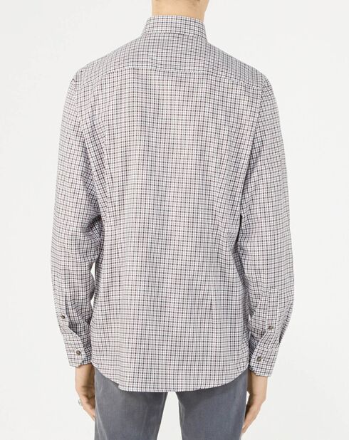 Chemise regular Cole petits carreaux gris/maron