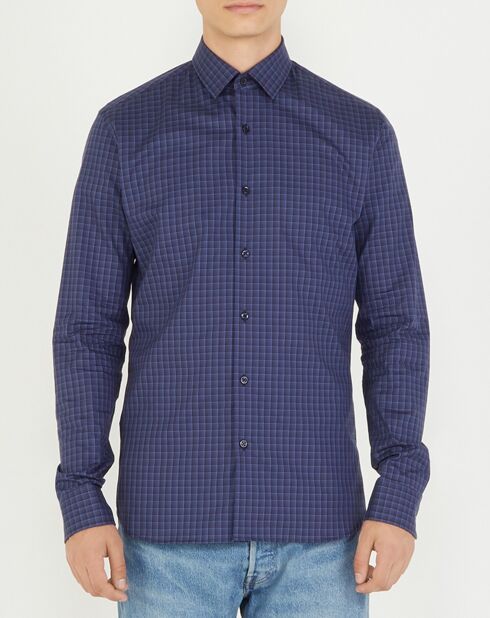 Chemise Slim Fit à carreaux bleu foncé