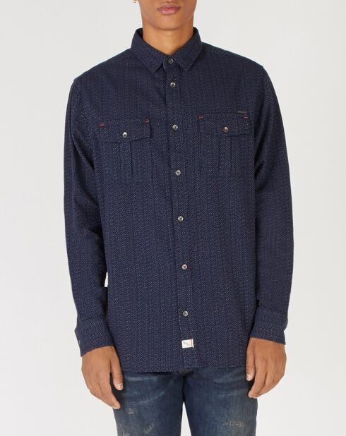 Regular-Fit-Hemd mit kleinen Punkten, marineblauem Aufdruck