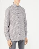 Chemise regular Cole petits carreaux gris/maron