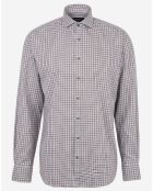 Chemise regular Cole petits carreaux gris/maron