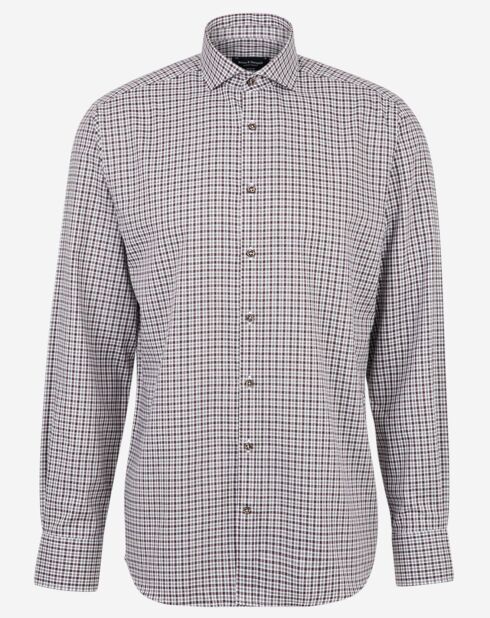 Chemise regular Cole petits carreaux gris/maron