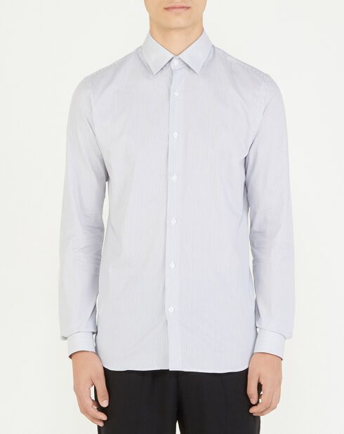 Chemise Slim Fit à rayures gris/blanc