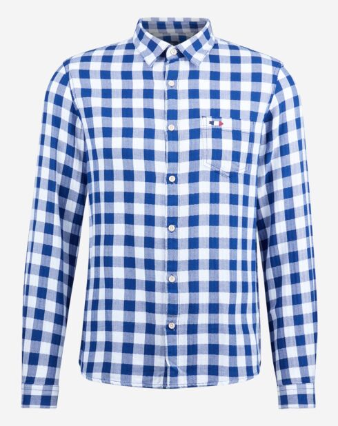 Chemise ajustée Crisko  à carreaux blanc/bleu