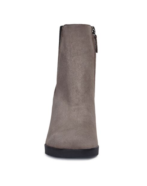 Chelsea boots en Velours de Cuir beige foncé - Talon 9.5 cm