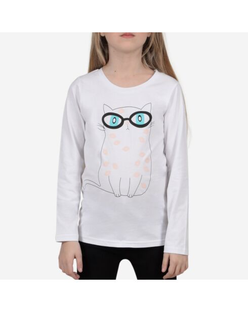 T-Shirt en Coton Chat blanc