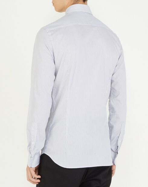 Chemise Slim Fit à rayures gris/blanc