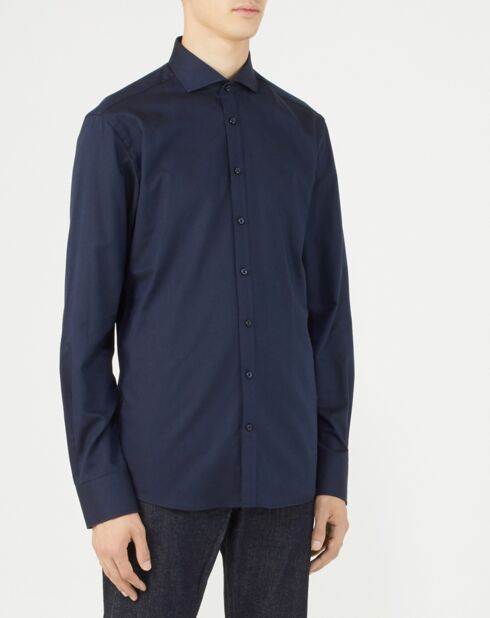 Chemise slim Lewis micro jacquard bleu marine