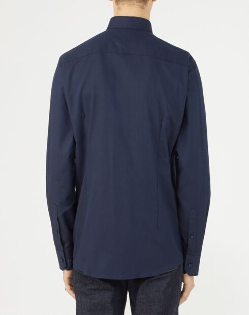 Chemise slim Lewis micro jacquard bleu marine