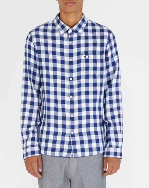 Chemise ajustée Crisko  à carreaux blanc/bleu