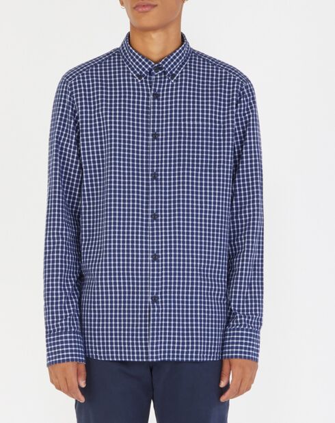 Chemise droite Camasa à carreaux bleu marine/blanc