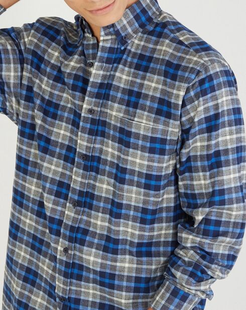 Chemise en flanelle Confort Fit à carreaux bleu/gris