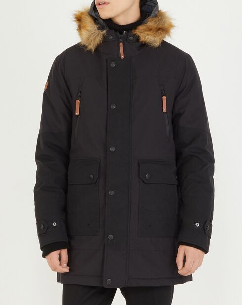 Parka Jumar col fausse fourrure noire