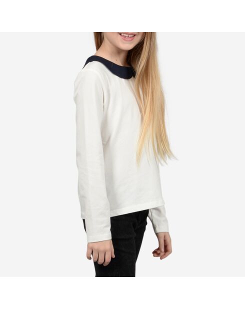 T-Shirt en Coton col claudine blanc