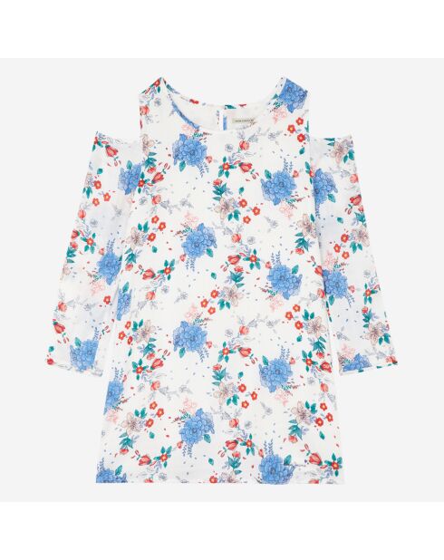 Robe épaules dénudées Fleur multicolore
