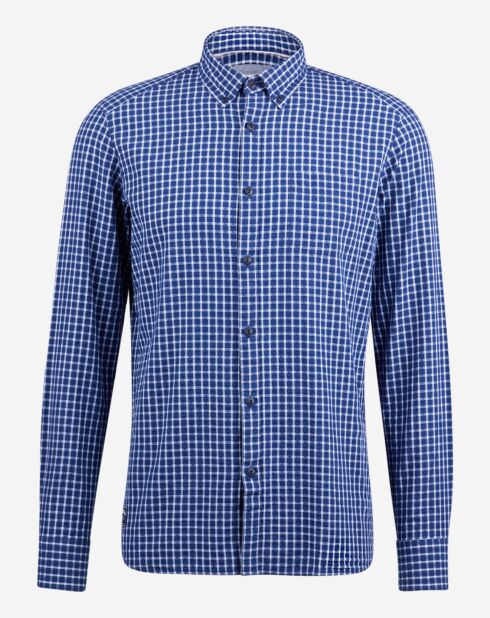 Marineblauw/wit geruit recht hemd Camasa