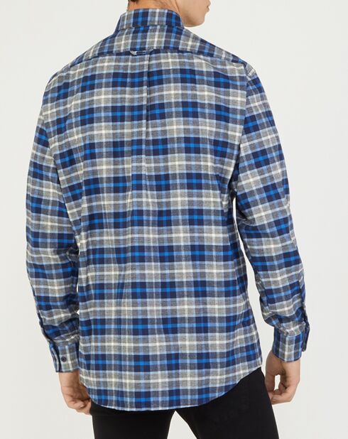 Chemise en flanelle Confort Fit à carreaux bleu/gris