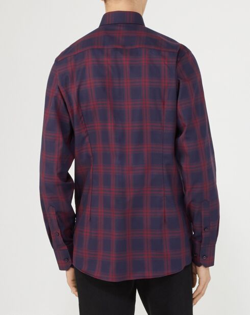 Camicia regolare Isco blu scozzese/bordeaux