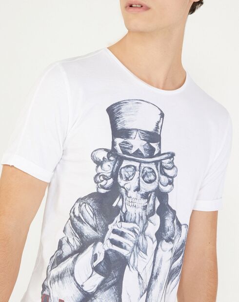 T-Shirt Tête de Mort I Want U blanc