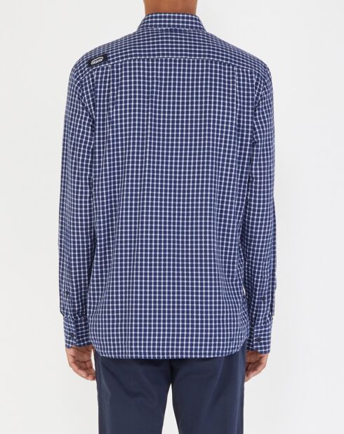 Marineblauw/wit geruit recht hemd Camasa