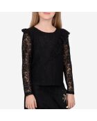 Blouse en dentelle & volants noire