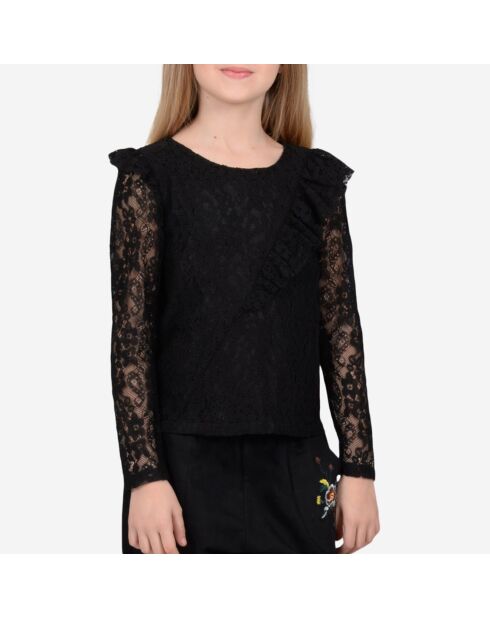 Blouse en dentelle & volants noire