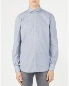 Chemise slim Levine patchs labyrinthe bleue