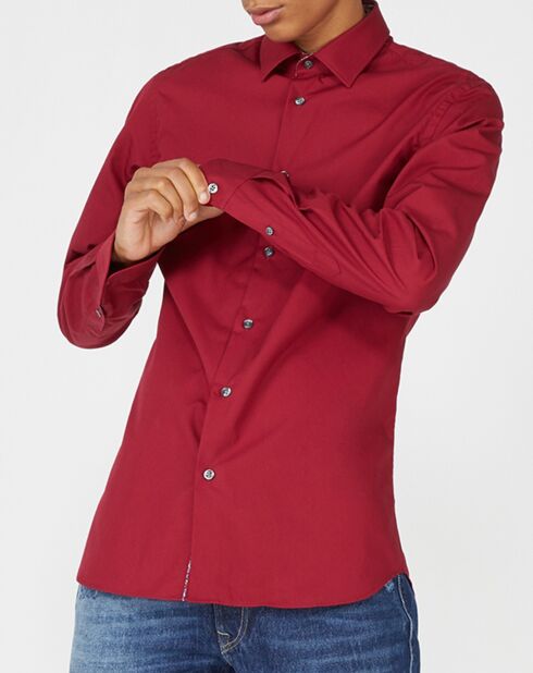 Chemise Slim Fit unie bordeaux