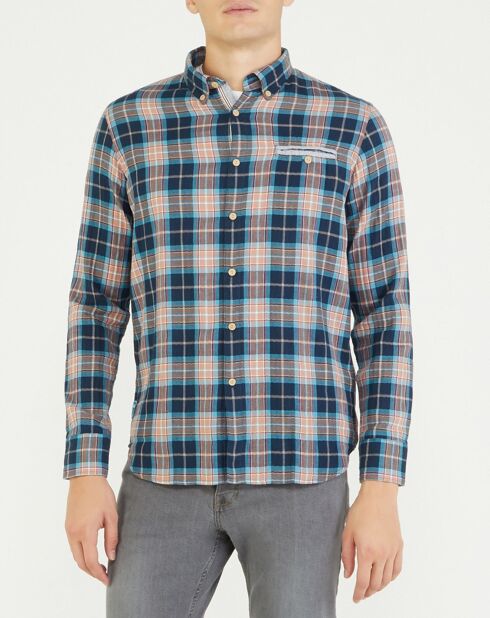 Chemise droite Caper à carreaux bleu/orange