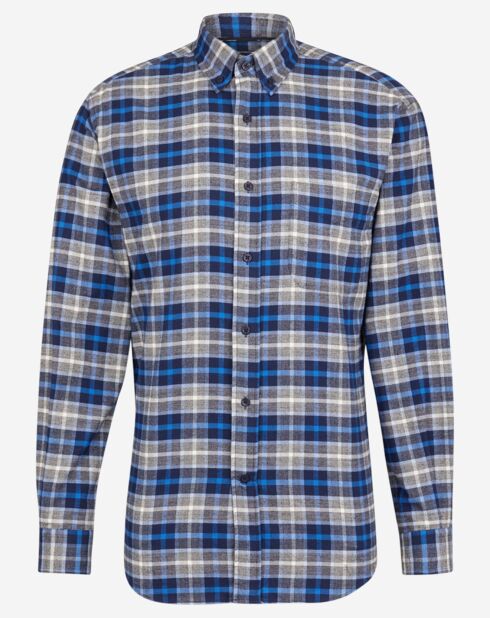 Chemise en flanelle Confort Fit à carreaux bleu/gris