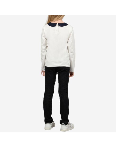 T-Shirt en Coton col claudine blanc