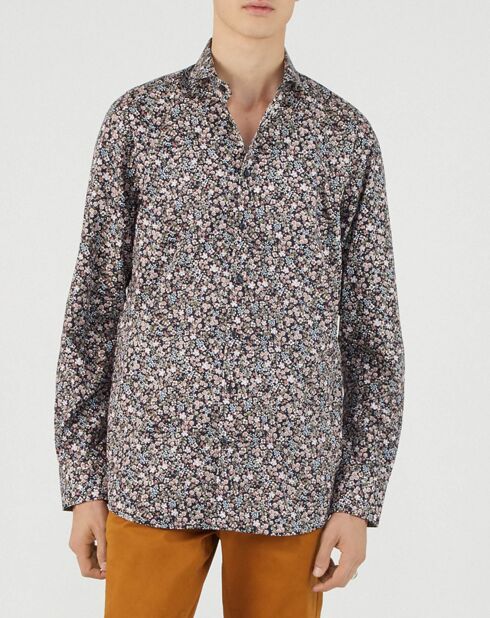 Chemise regular à fleurs bleu marine/multicolore
