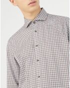 Chemise regular Cole petits carreaux gris/maron