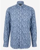 Chemise regular Figo feuillage bleue