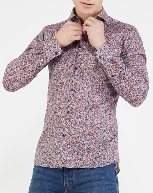 Chemise Slim Fit imprimé liberty rouge/bleu