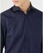 Chemise slim Lewis micro jacquard bleu marine