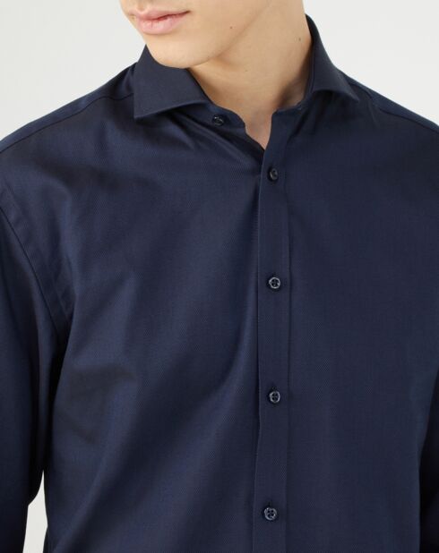 Chemise slim Lewis micro jacquard bleu marine