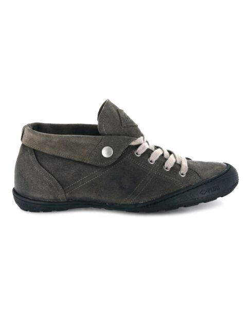 Tennis montantes en Velours de Cuir gris foncé