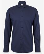 Chemise slim Lewis micro jacquard bleu marine