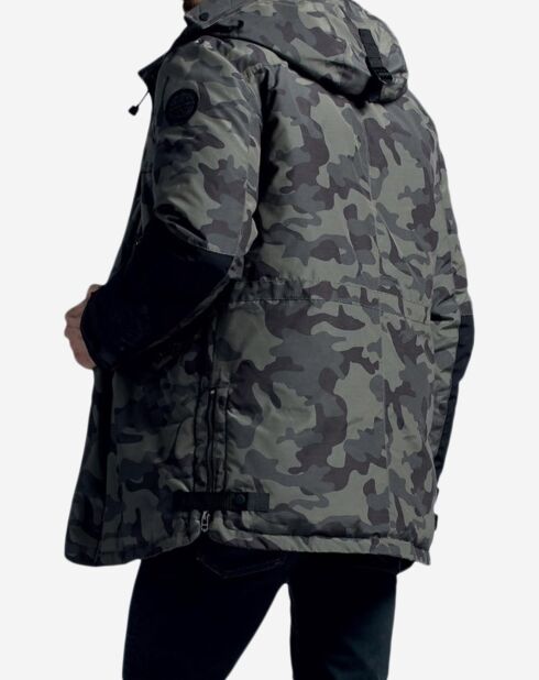 Parka Powel imprimé camouflage kaki