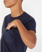 T-Shirt Tronys en coton flammé bleu marine
