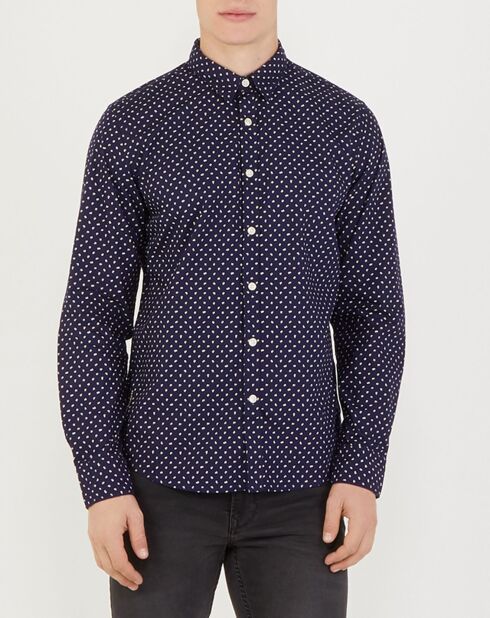 Chemise ajustée Halberton imprimée bleue