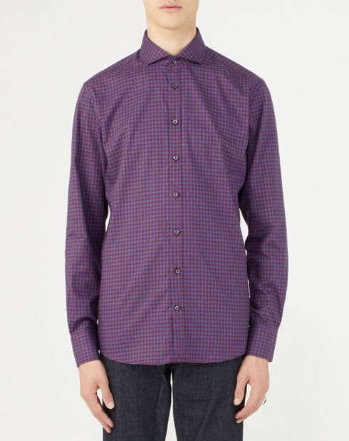 Chemise slim Fetch petits carreaux bordeaux/bleu