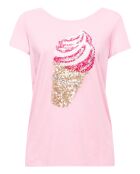 T-Shirt motif en sequins rose