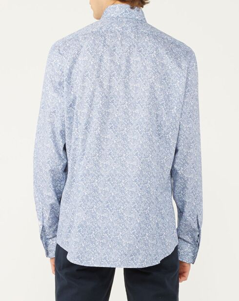 Chemise Regular Fit imprimée fleuri bleu/blanc