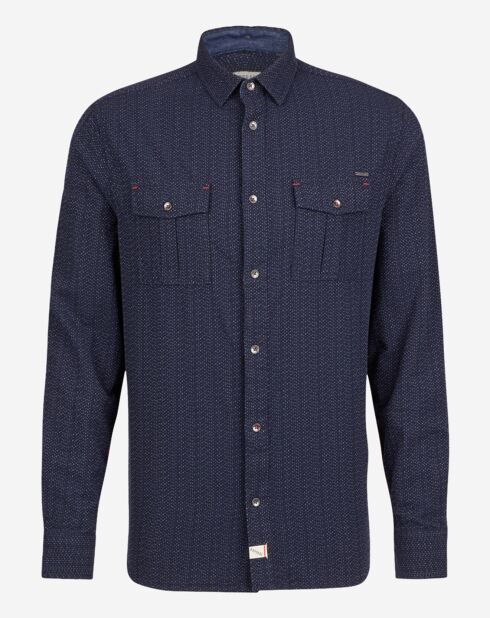 Regular-Fit-Hemd mit kleinen Punkten, marineblauem Aufdruck