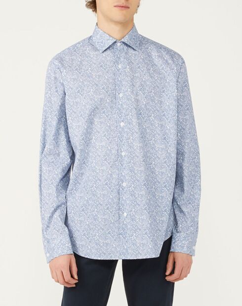 Chemise Regular Fit imprimée fleuri bleu/blanc