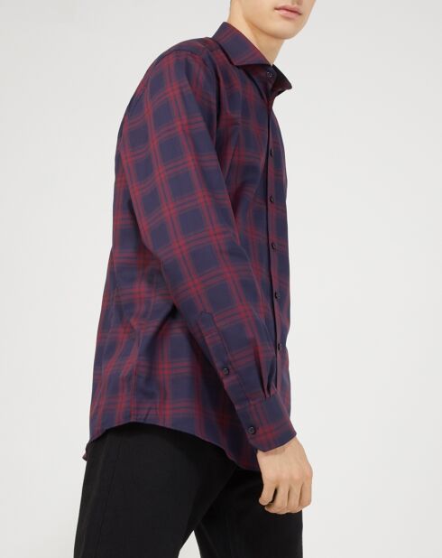 Camicia regolare Isco blu scozzese/bordeaux
