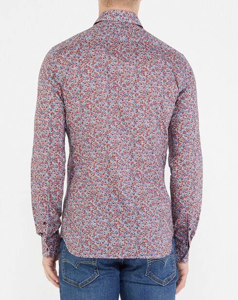 Camicia slim fit con stampa Liberty rossa/blu